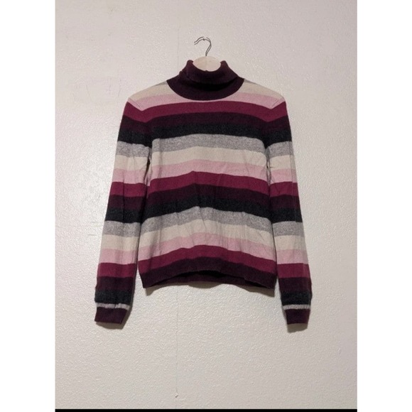 Mainbocher Pure Cashmere Pullover Sweater purple pink white womens size XL - Picture 2 of 7